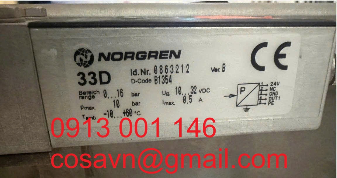 Công tắc áp suất điện tử khí nén IMI Norgren dòng 33D 0863212 0863212